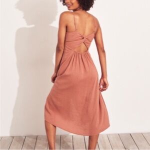 Hollister Linen Blend Button Front Dress Open Twist Back Large